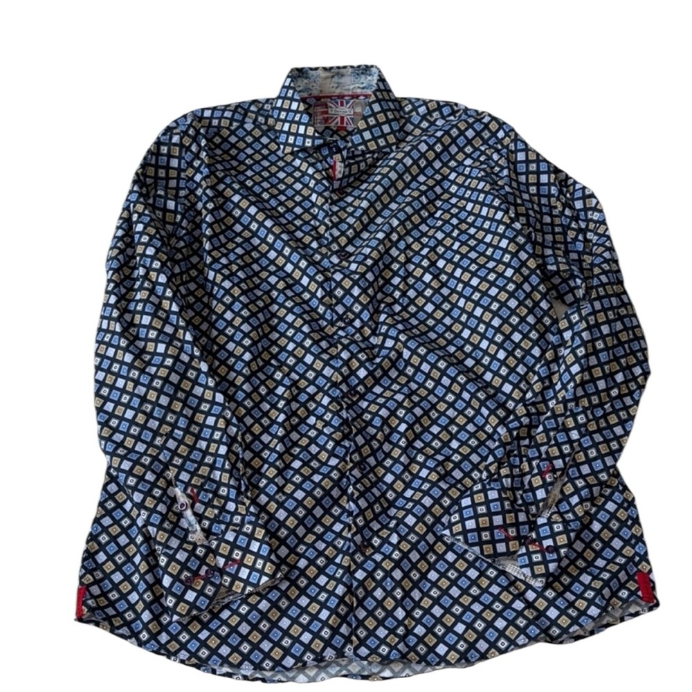 🔥3/$30 🔥 7 Downie St Geometric Patterned Long Sleeve Men’s Button-Up Dress Shirt